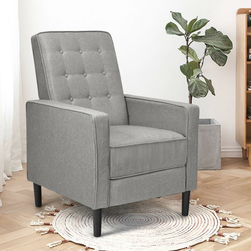 Modern Fabric Push-Back Recliner Chair with Button-Tufted Back and Thick Cushion