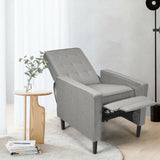 Modern Fabric Push-Back Recliner Chair with Button-Tufted Back and Thick Cushion in Recliner Position