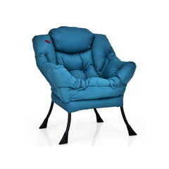 Modern Polyester Fabric Lazy Chair with Steel Frame and Side Pocket Navy