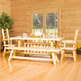 Mountain Lodge Log Harvest Dining Room Table with Chairs and Benches