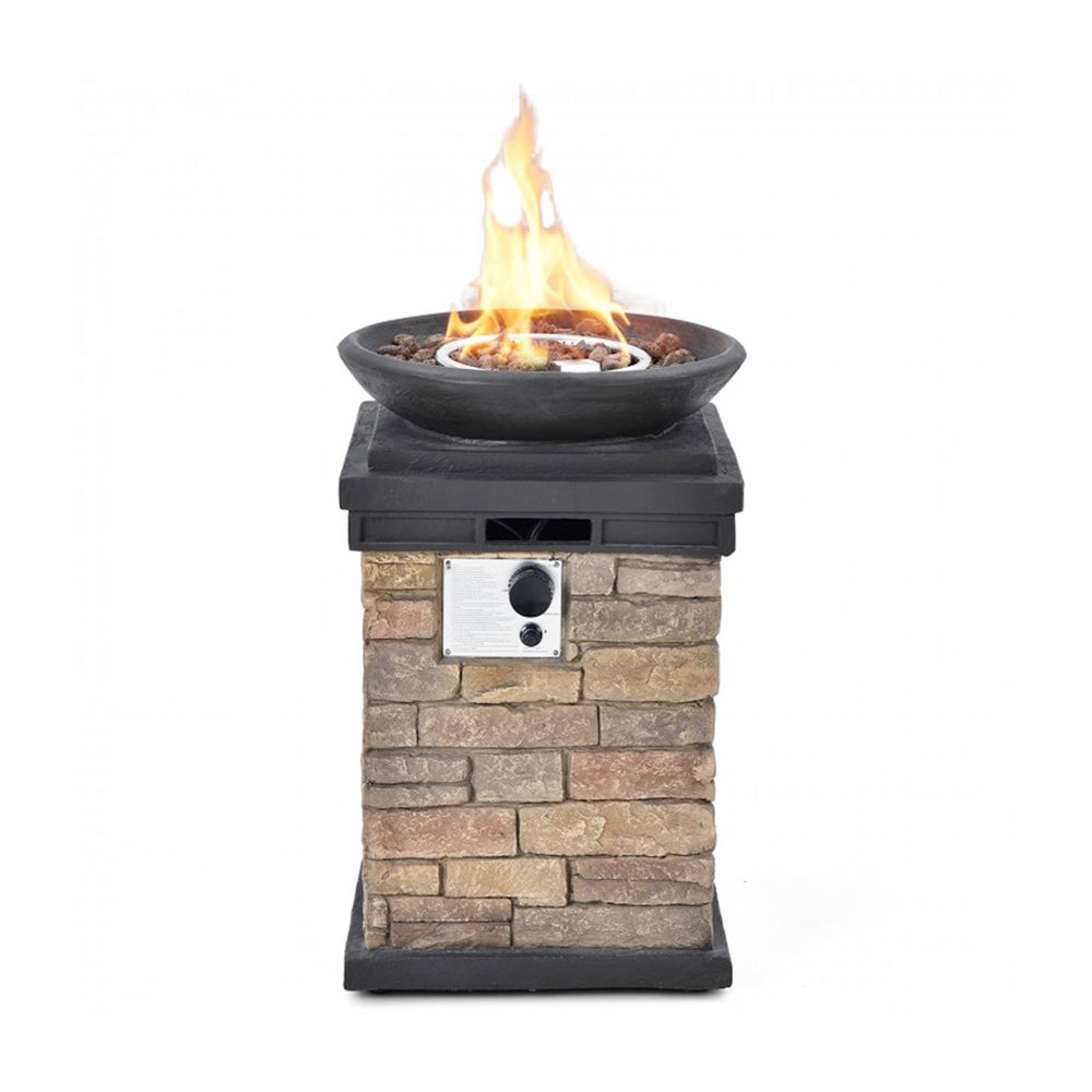 Outdoor Propane Burning Fire Bowl Column Brown
