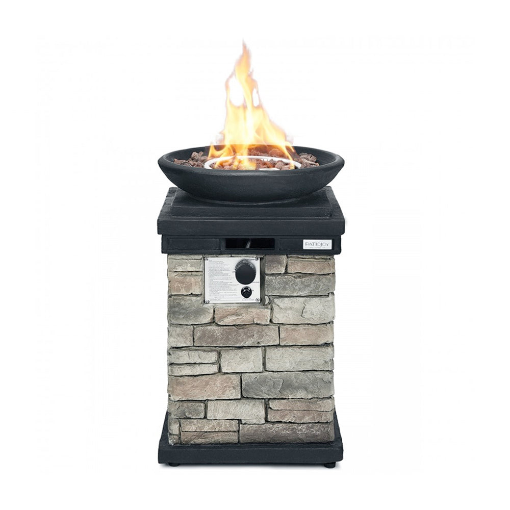 Outdoor Propane Burning Fire Bowl Column Grey