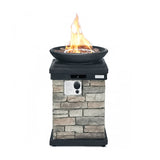 Outdoor Propane Burning Fire Bowl Column Grey