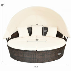 Patio Round Daybed Rattan Furniture Set with Canopy Dimensions