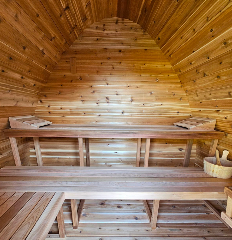 Knotty Cedar Pod Sauna Interior