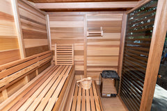 Knotty Cedar Pure Cube Outdoor Sauna with Porch - Medium
