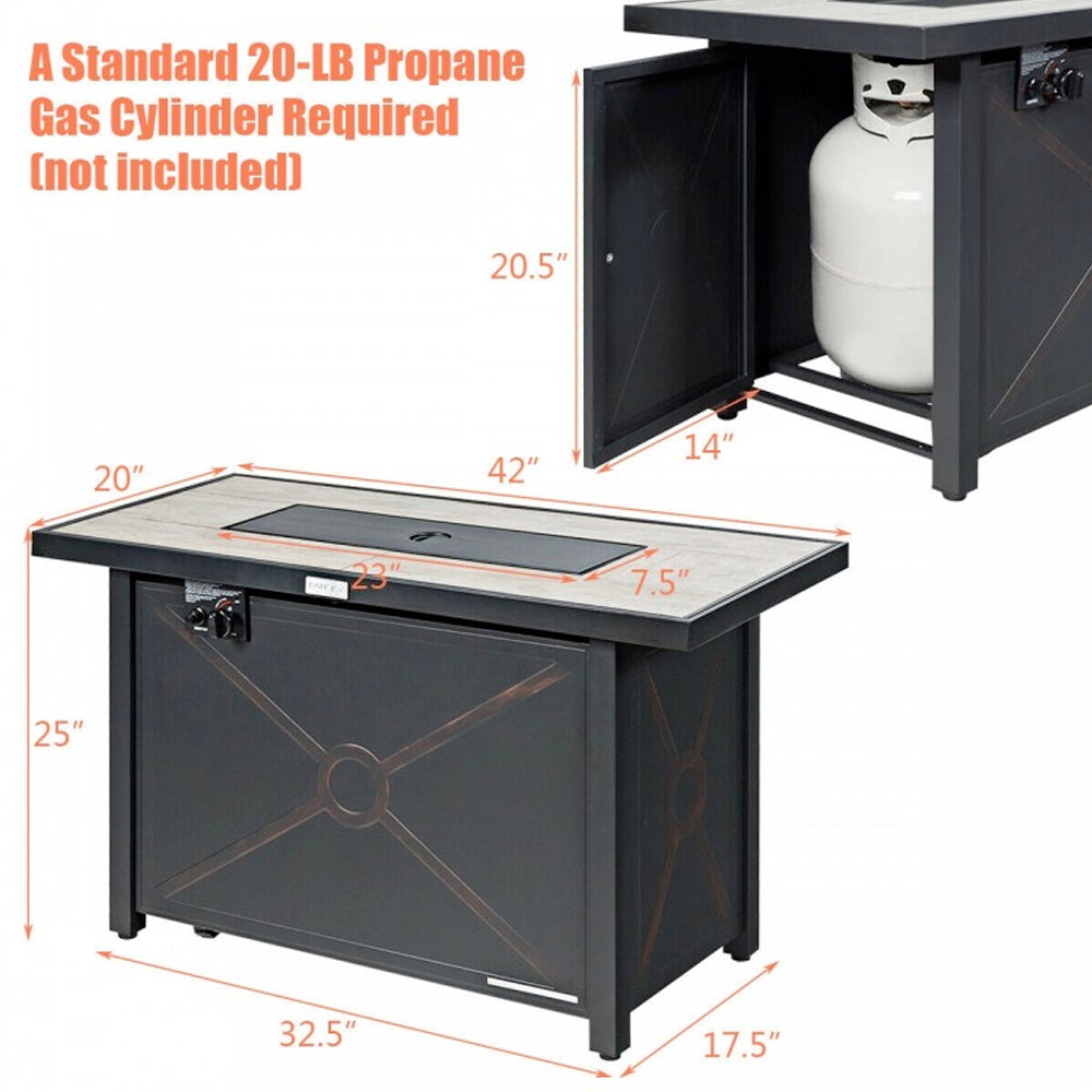 Rectangular Propane Fire Pit Table Dimensions