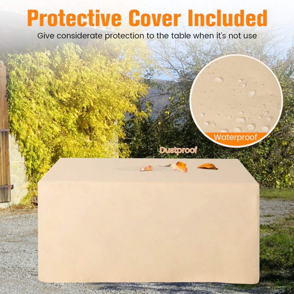 Rectangular Propane Fire Pit Table Protective Cover Included