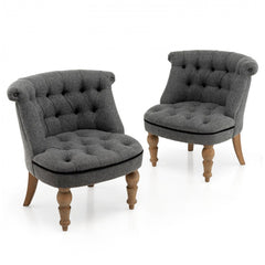 Set of 2 Upholstered Armless Slipper Chairs with Beech Wood Legs