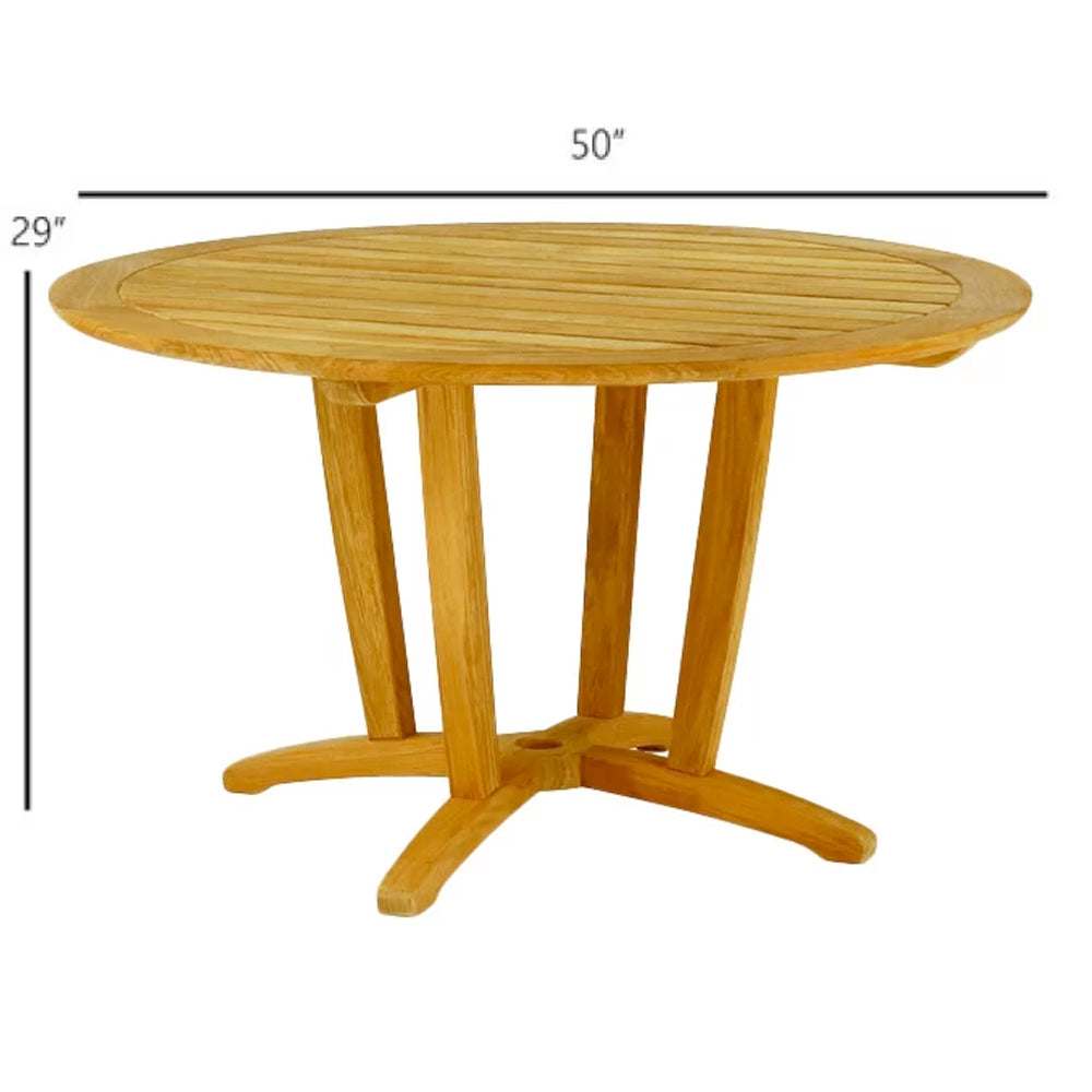 Teak Amalfi 50" Round Dining Table Dimensions