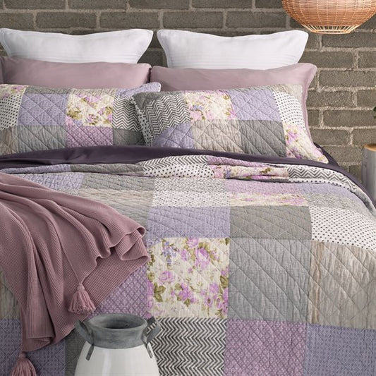lilac patchwork quilt
