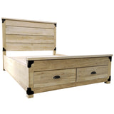 Timber and Iron Bed with Drawers in Footboard