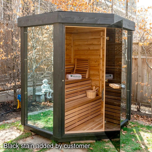 Knotty Cedar Trinity Corner Outdoor Sauna