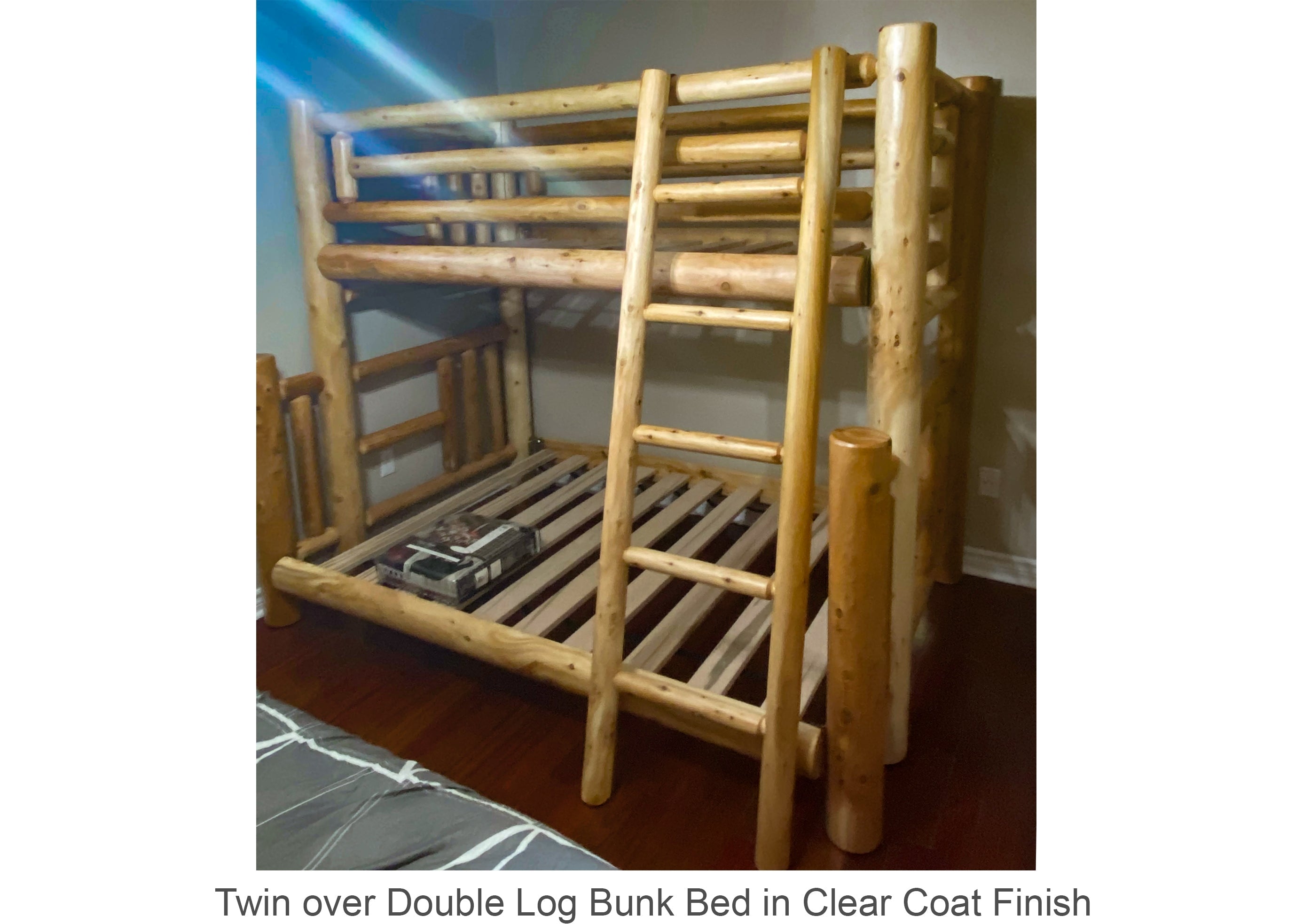 Twin over Double Log Bunk Bed in Clear Coat Finish