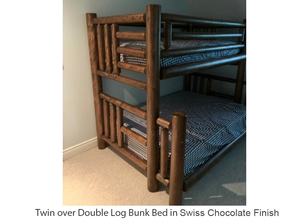 Twin over Double Log Bunk Bed in Swiss Chocolate Finish