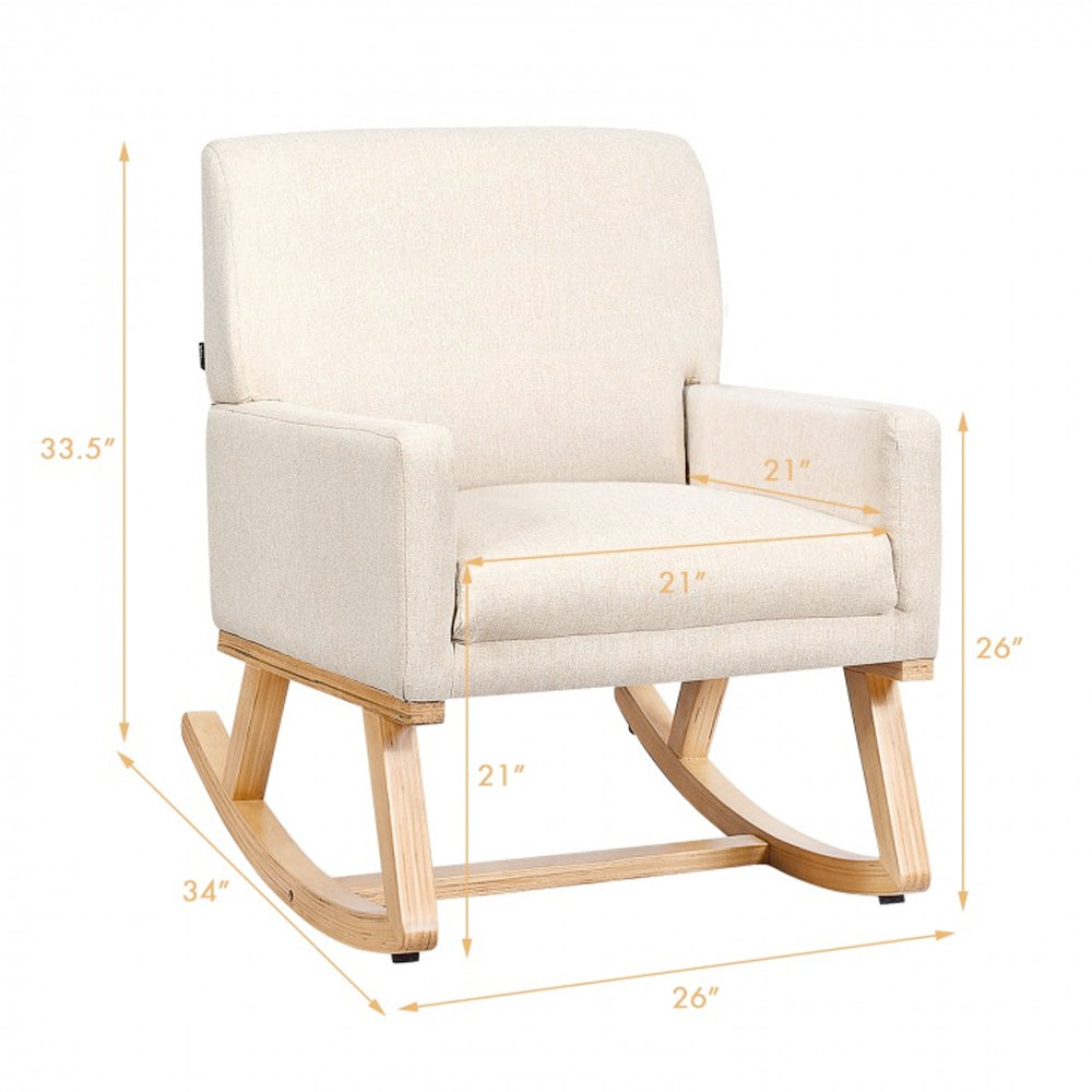 Upholstered Rocking Chair with and Solid Wood Base Dimensions