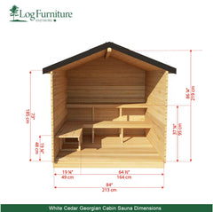 White Cedar Georgian Cabin Sauna Dimensions