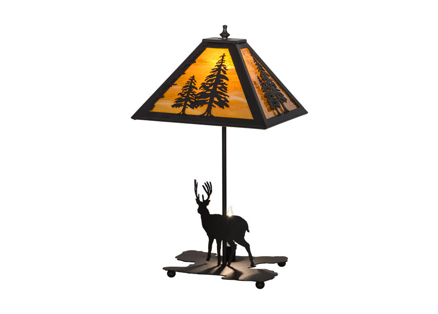 21"H Lone Deer with Lighted Base Table Lamp