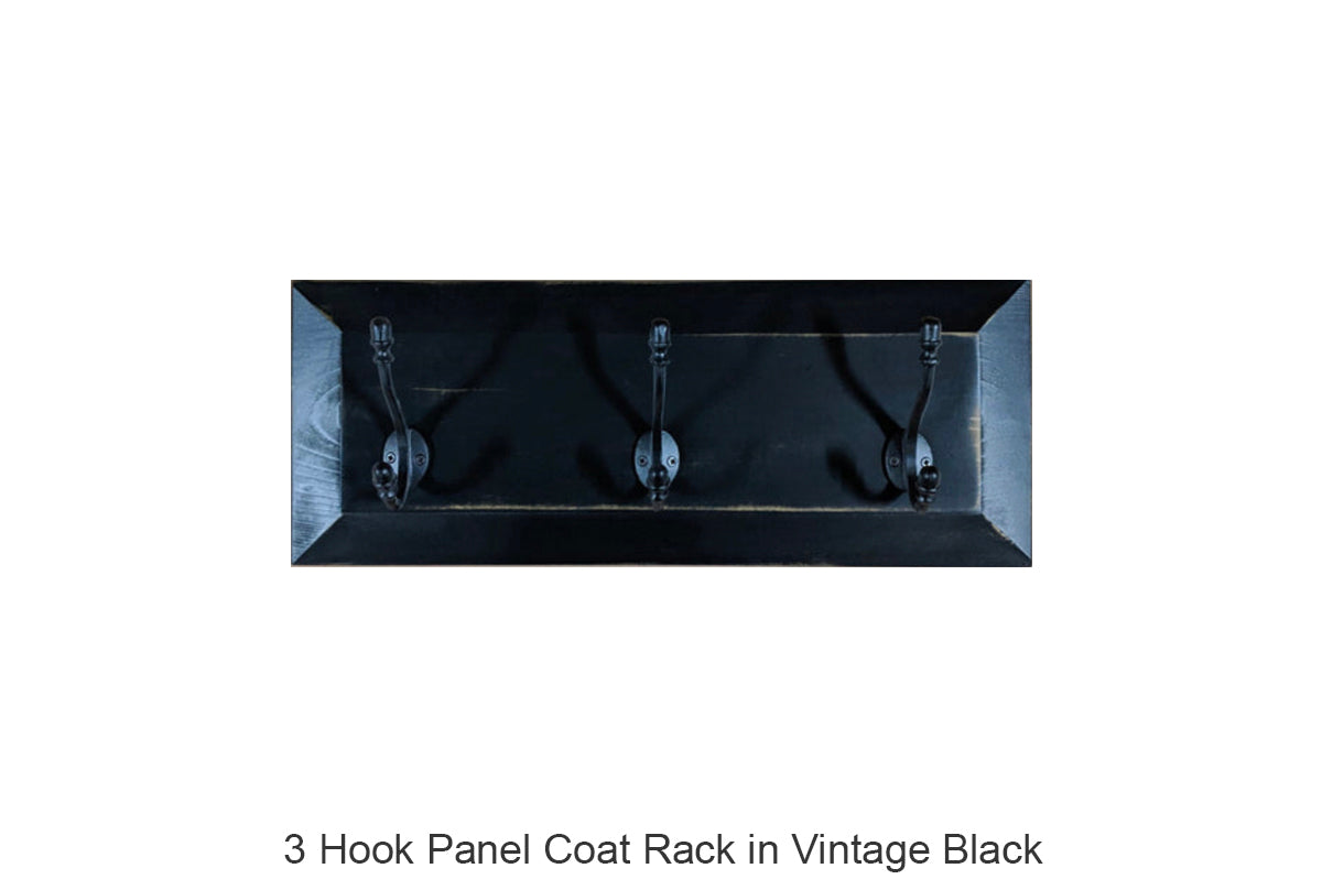 3 Hook Panel Coat Rack in Vintage Black