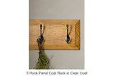 5 Hook Panel Coat Rack in Clear Coat Stain