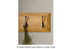 5 Hook Panel Coat Rack in Clear Coat Stain