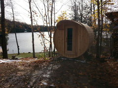 Knotty Barrel sauna with cove at the Cottage
