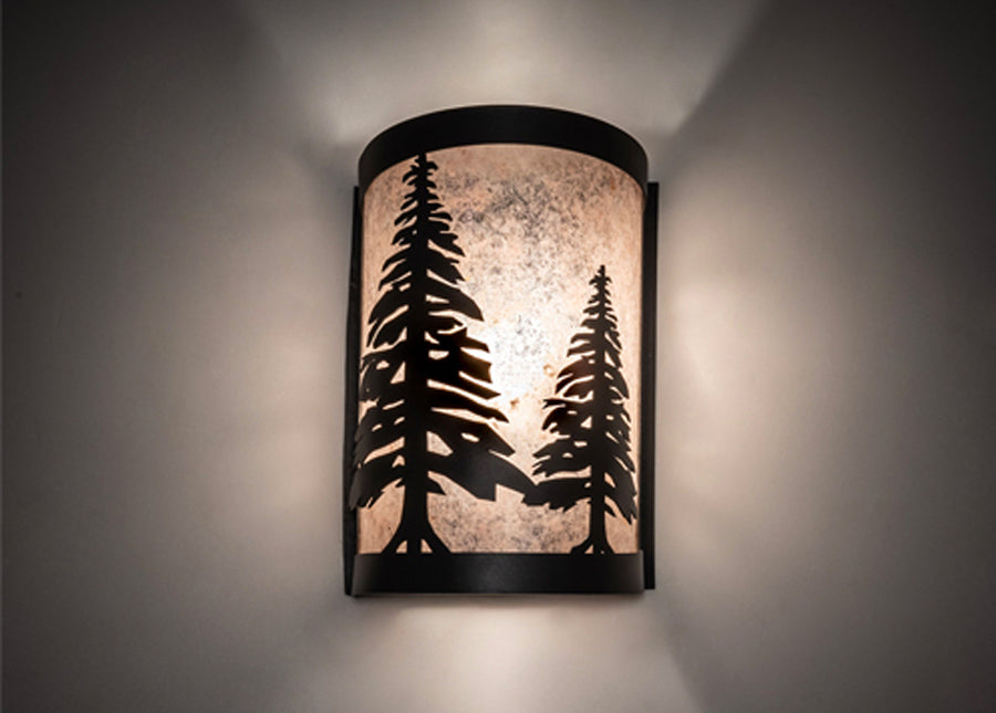 8" Wide Tall Pines Wall Sconce Dark