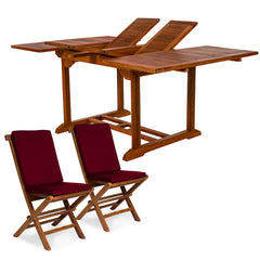 9 Piece Teak Butterfly Extension Table Folding Chair Set