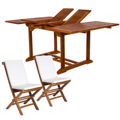 9 Piece Teak Butterfly Extension Table Folding Chair Set