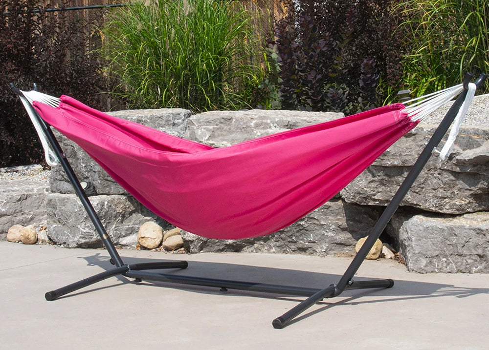 9ft Polyester Hammock with Stand Hot Pink