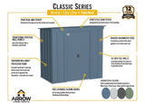 Arrow Select Steel Storage Pent Shed - 6' x 4'