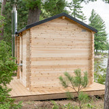 Back View of White Cedar Georgian Cabin Sauna