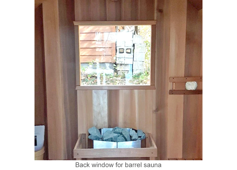 Back window for barrel sauna