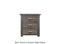 Barn Wood 3 Drawer Night Stand