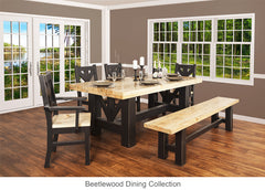 Beetlewood Dining Bench shown with table