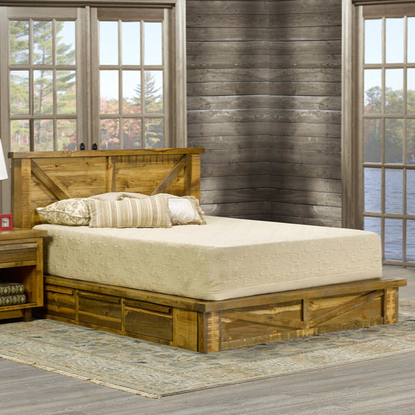 Beetlewood Platform Bed with Drawers Great for Rustic Cottage