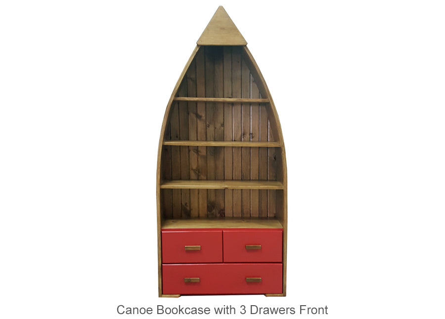 Canoe Bookcase with Drawers Front