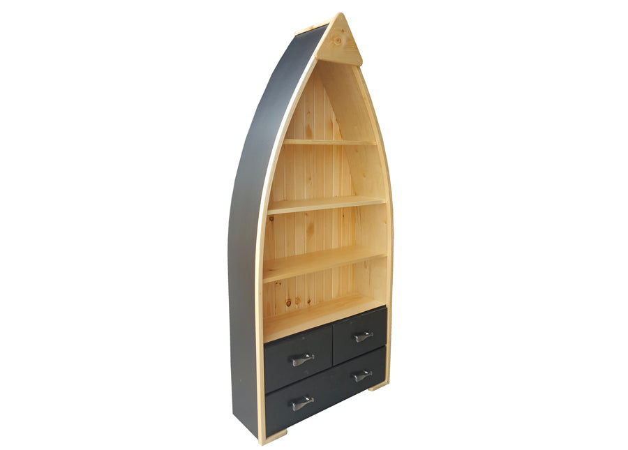Canoe Bookcase with Drawers