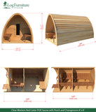 Clear Western Red Cedar POD Sauna with Porch and Changeroom 8' x 8'