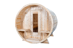 Serenity White Cedar Barrel Sauna with Porch