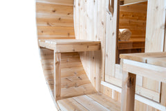 Serenity White Cedar Barrel Sauna Porch Seats