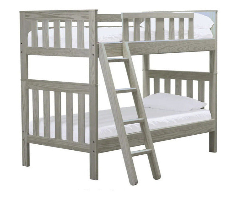 Dakota Quick Ship Bunk Bed with Storm Grey Stain - Twin over Twin