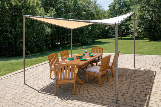 Del Ray Gazebo Canopy Charcoal Frame Tan Cover 10 ft x 10 ft