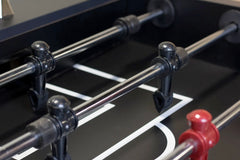 Destroyer Foosball Table in Graphite Finish Closeup of Rods with Players