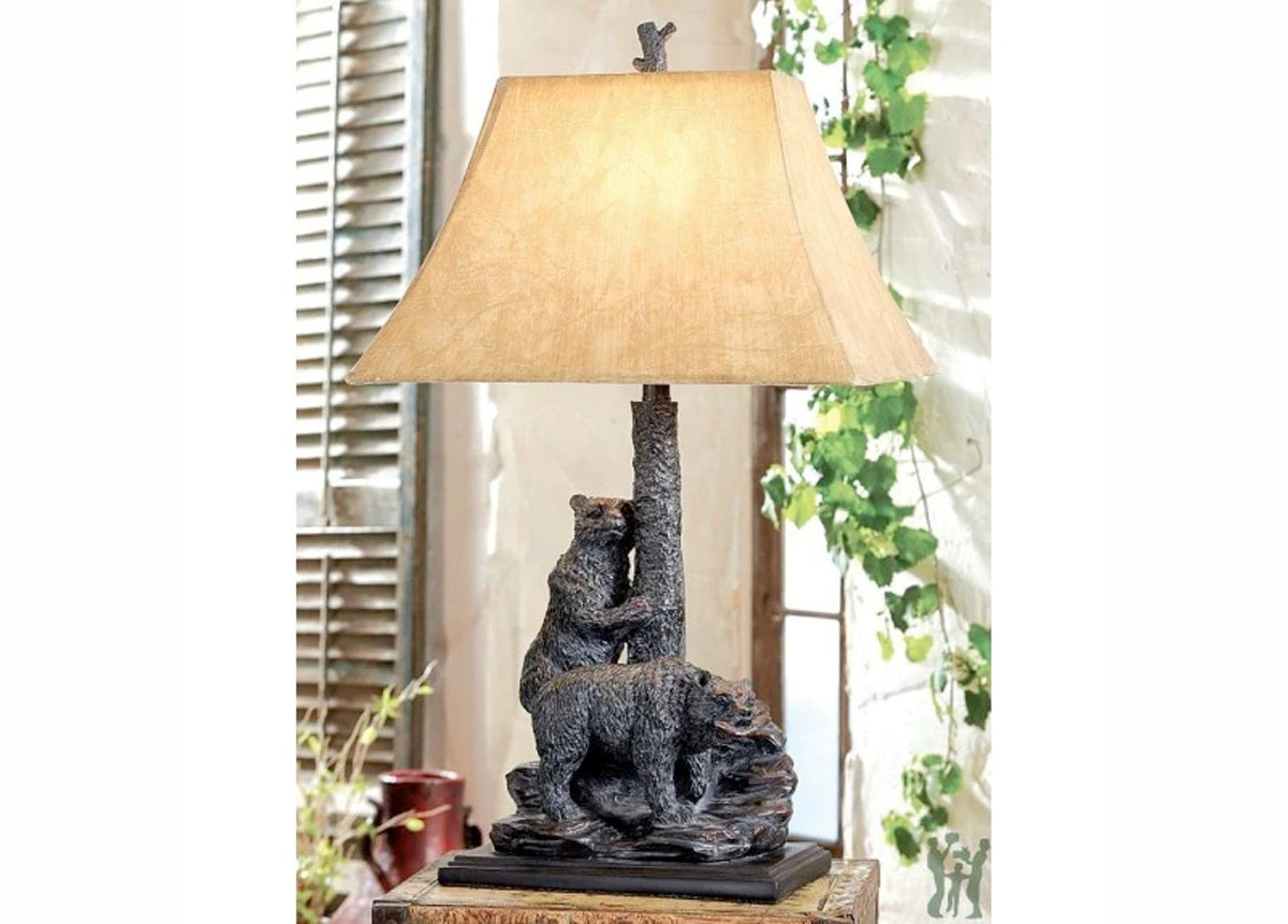 Double Bear Table Lamp on a Table