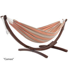 Double Sunbrella Hammock with Solid Pine Stand Cameo