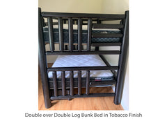 Double over Double Log Bunk Bed in Tobacco Finish