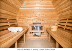 Electric Heater in Knotty Cedar Pod Sauna