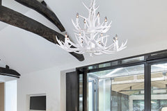 Faux White 2 Tier Antler Chadelier Hanging