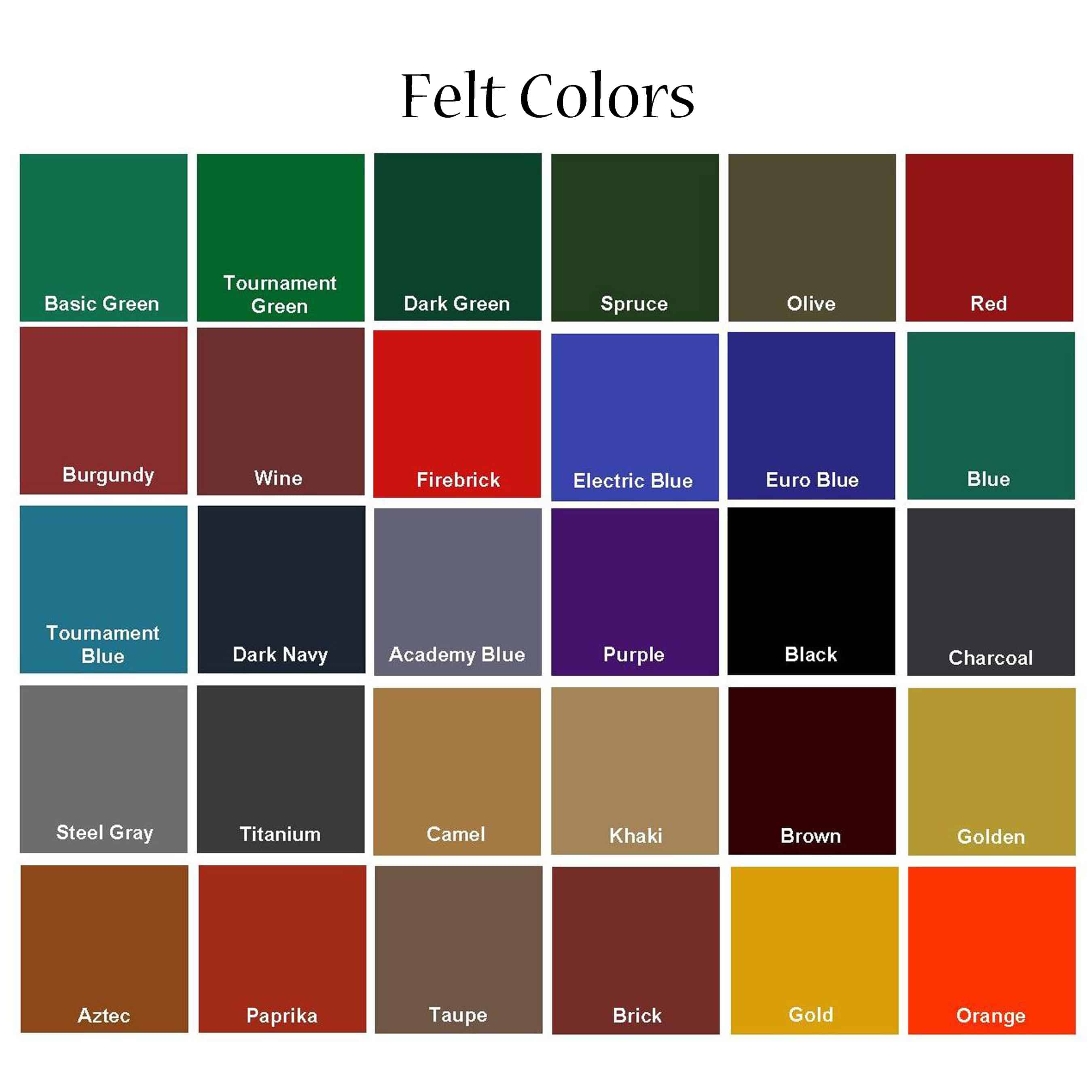Felt Colours for pool table